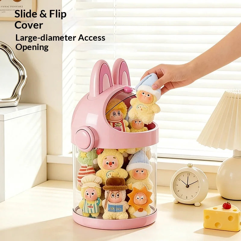 Adorable Transparent Cartoon Storage Container with Lid Dustproof Toy Organizer Bin for Kids Desk Collectible Figures Peaceful Pleasures Health and Wellness
