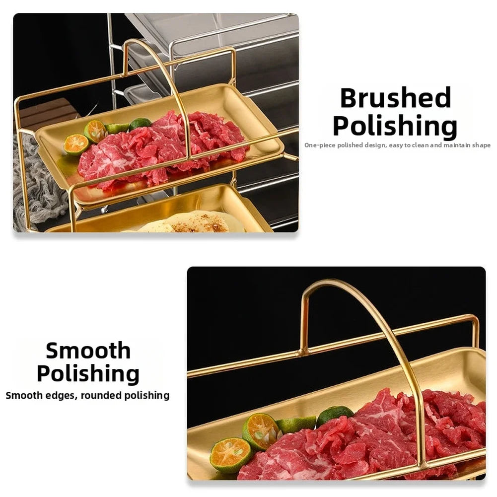 304 Stainless Steel Rectangular Barbecue Rack Portable Design