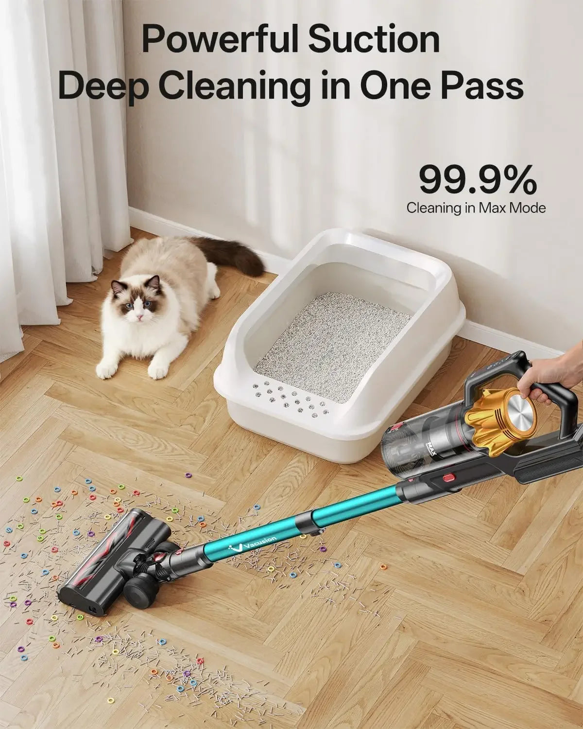 Powerful Cordless Vacuum Cleaner, 650W 55KPa Suction, 60-Min Runtime, LED Light for Pet Hair, Versatile for Home Use Peaceful Pleasures Health and Wellness