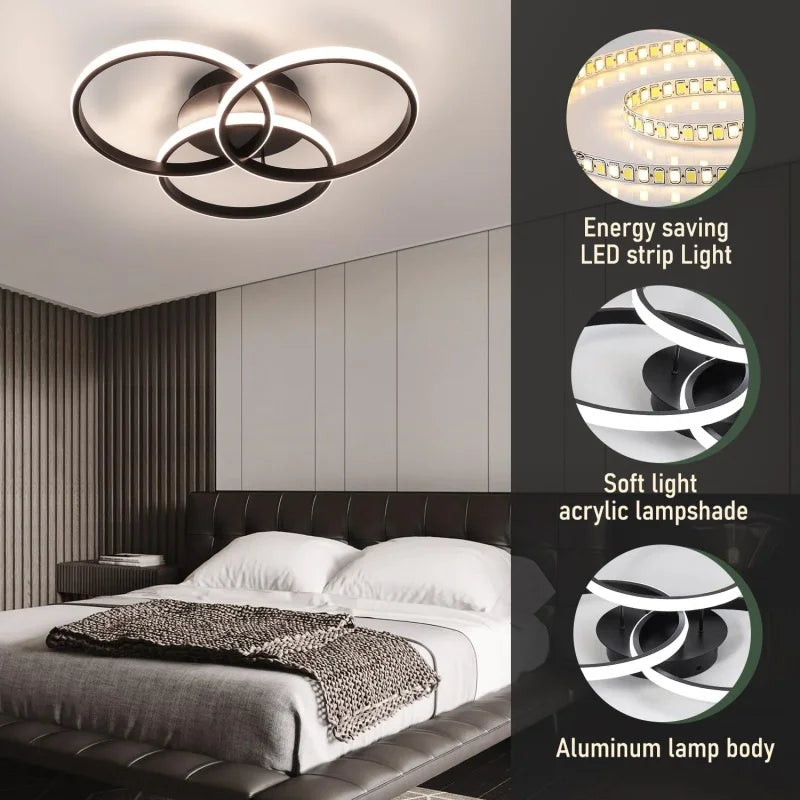 RUNTOIN Modern LED Ceiling Light – 3-Color Chandelier Lamp LED Ceiling Light Peaceful Pleasures Health and Wellness