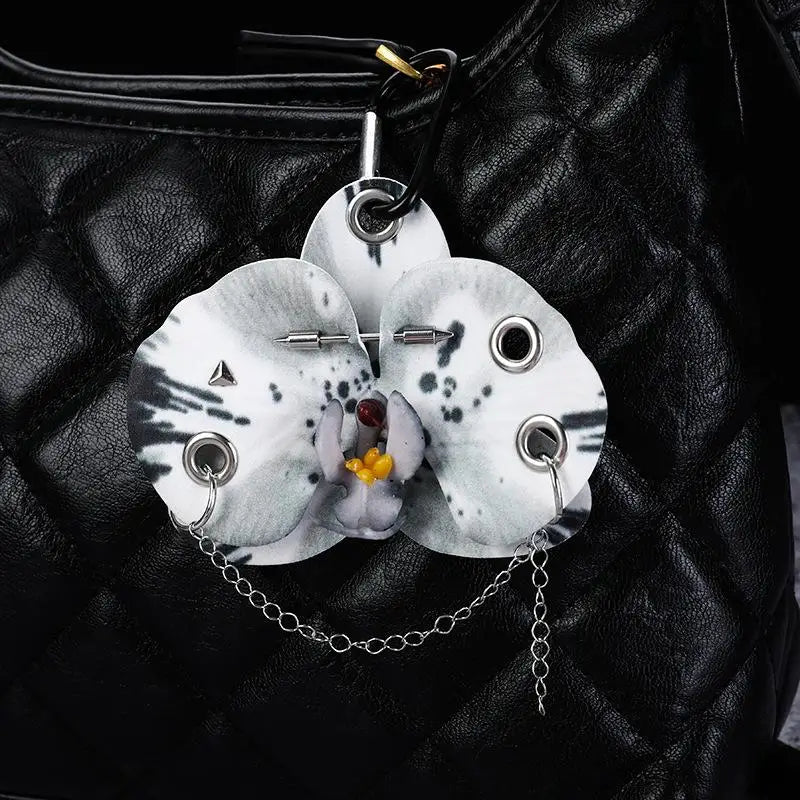 Phalaenopsis Flower Keychain – Floral Backpack Charm Gift