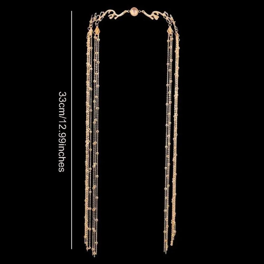 Crystal Tassel Head Chain – Gold Forehead Pendant for Women