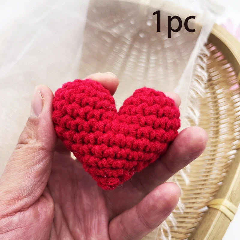 Crochet Knit Love Hearts – Cotton Filled Appliqué Red & Pink