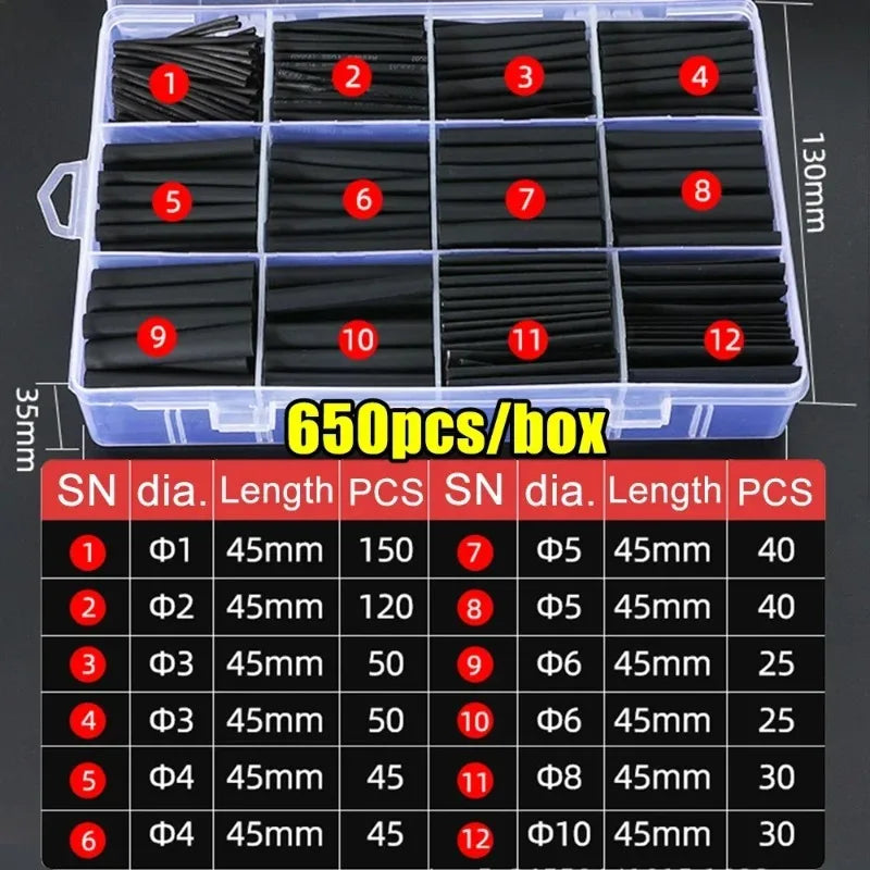 Heat Shrink Tubing Kit – 5 Colors 8 Sizes 2:1 Wire Insulation