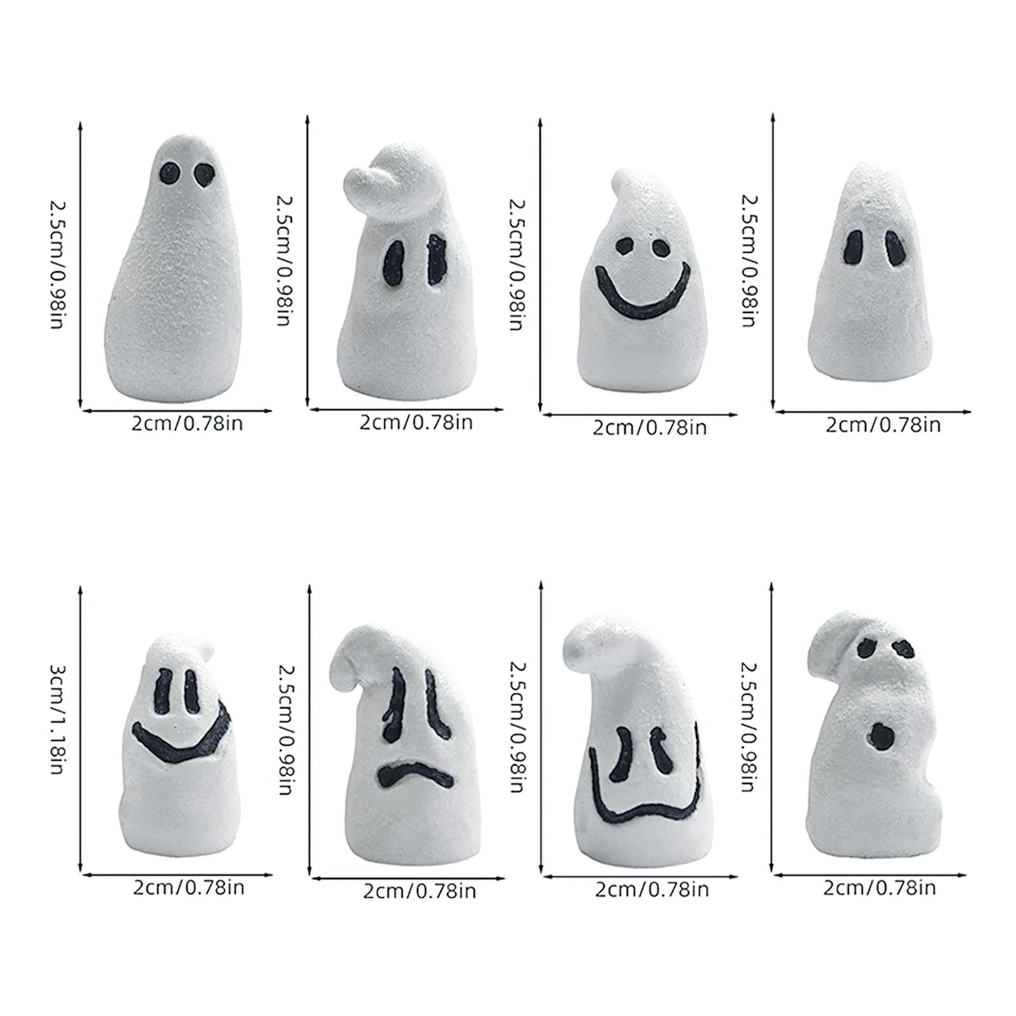 8-Pack Halloween Mini Ghost Resin Figurines | Glow Ornaments Halloween Figurines Peaceful Pleasures Health and Wellness 8pcs