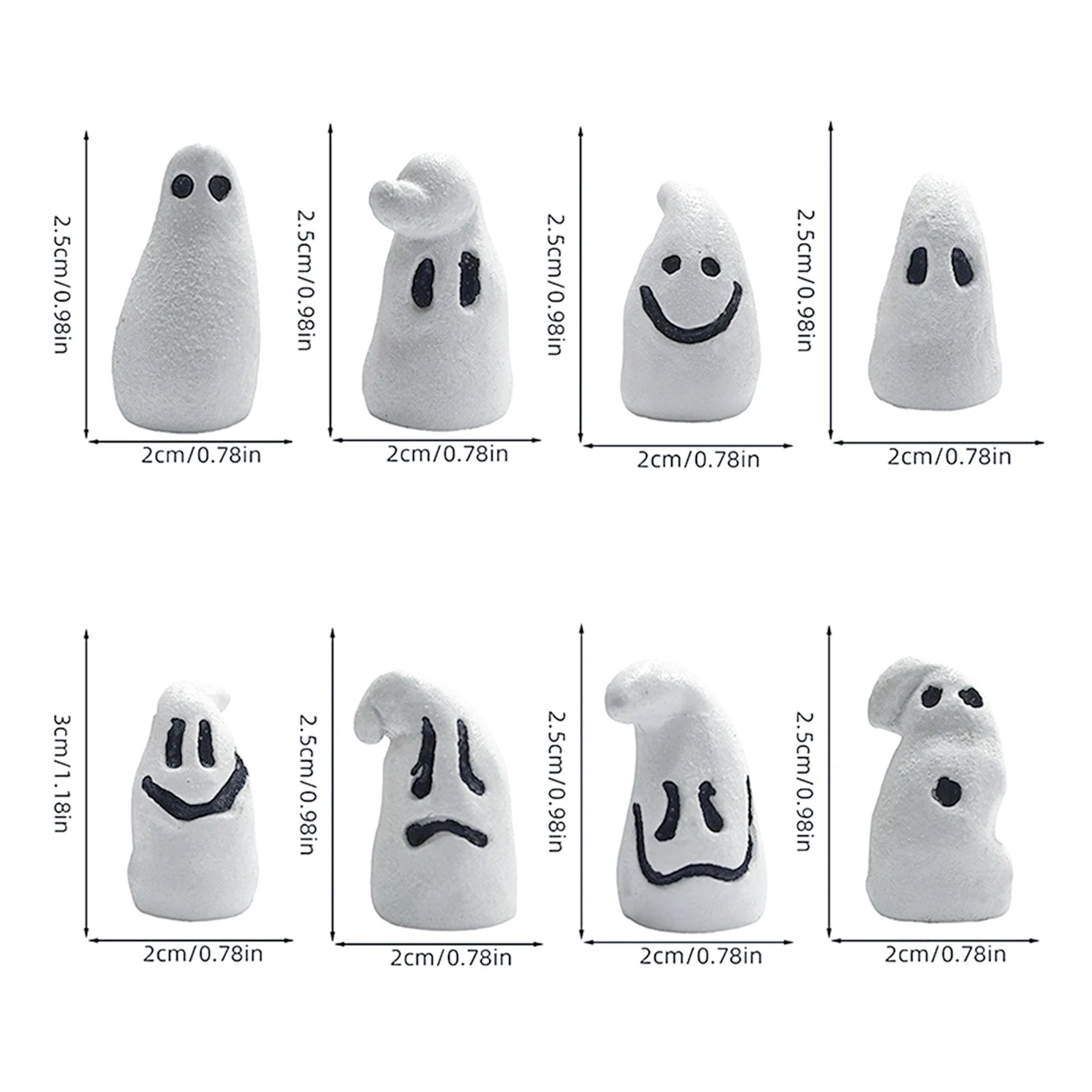 8-Pack Halloween Mini Ghost Resin Figurines | Glow Ornaments Halloween Figurines Peaceful Pleasures Health and Wellness 8pcs