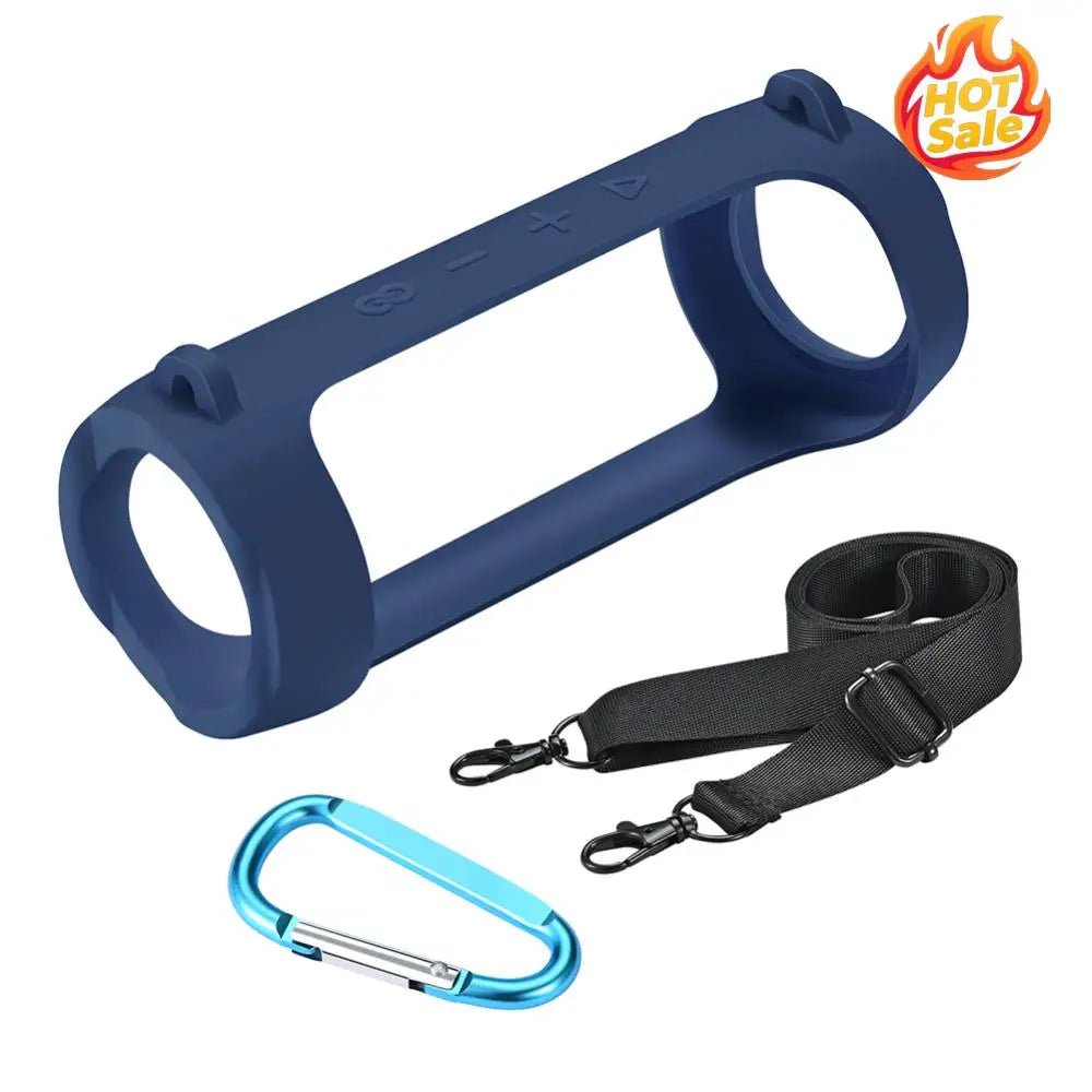 Silicone Case for JBL Flip 6 & 5 with Carabiner & Strap