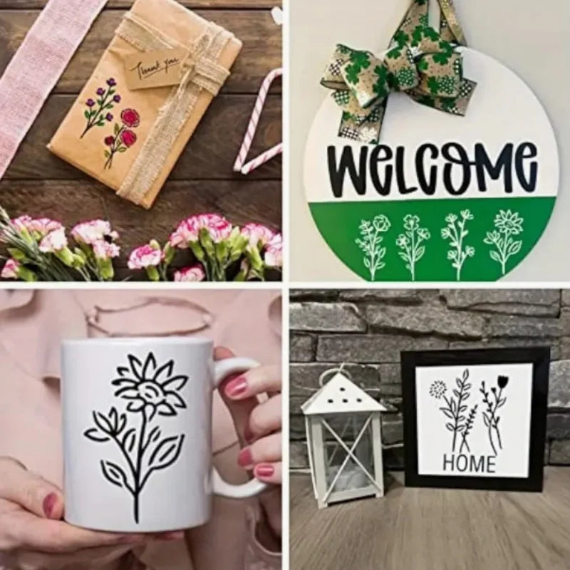 50-Piece DIY Painting Stencil Floral Series Wall Art Spraying