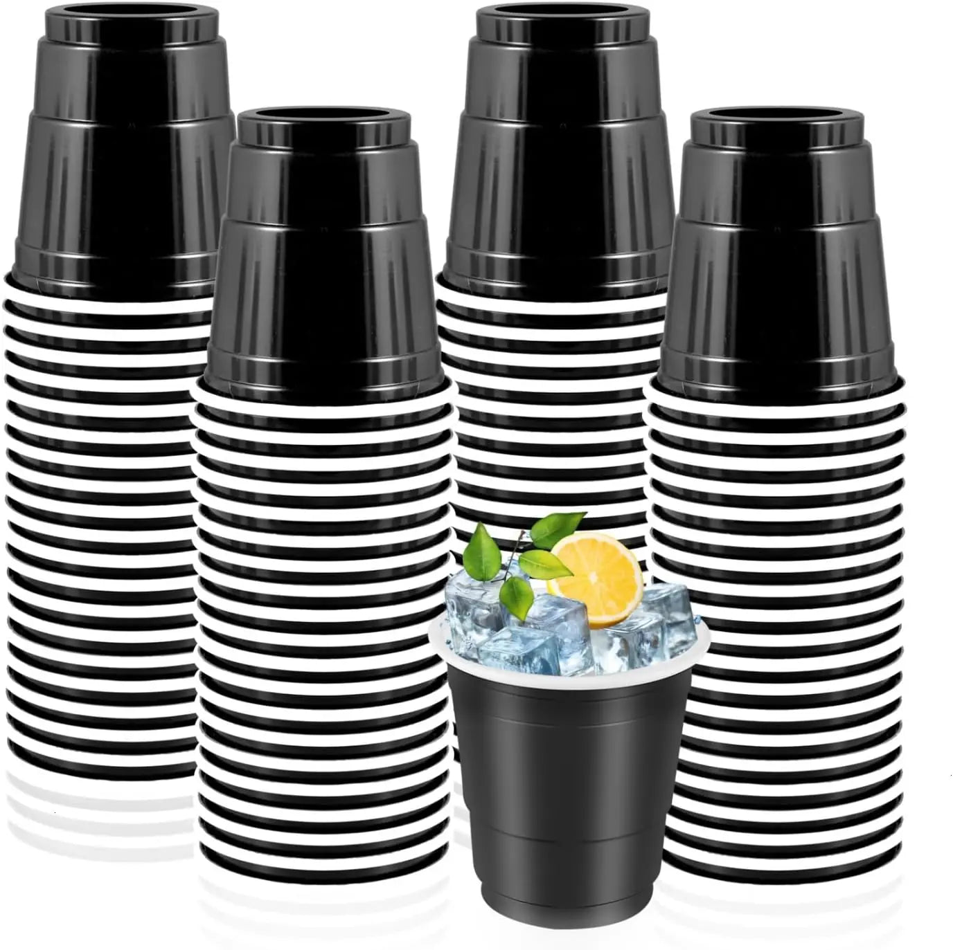 200Pack 2OZ Mini Party Cups Plastic Shot Glasses Red Disposable Cups for Christmas Birthday Wedding Holiday Celebrating Party Peaceful Pleasures Health and Wellness Black 50ml