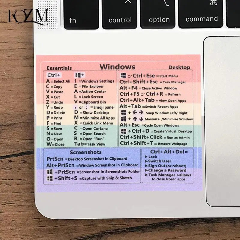 Windows Keyboard Shortcut Sticker – Rainbow PC Cheat Sheet