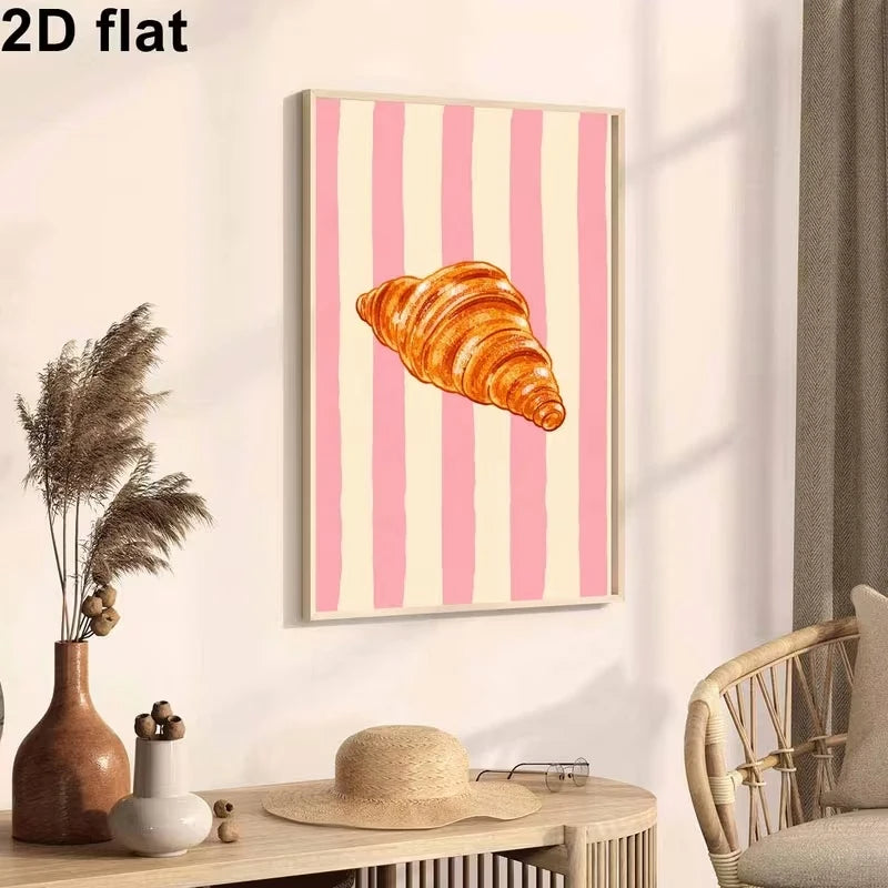 Croissant Breakfast Canvas Wall Art Print | Kitchen & Home Decor