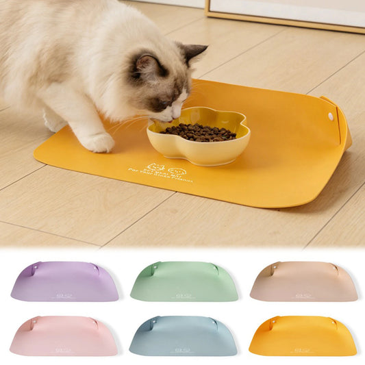 Leather Pet Meal Mat,Semi Enclosed Thickened Pu Leather Anti Slip,Waterproof,Oil Proof Pet Meal Mat,Effortless To Cleaning Peaceful Pleasures Health and Wellness