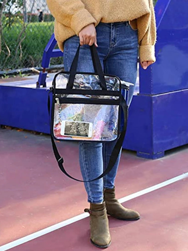 PVC Clear Waterproof Wash Bag Large Capacity Travel Shopping Storage Tote Clutch Peaceful Pleasures Health and Wellness
