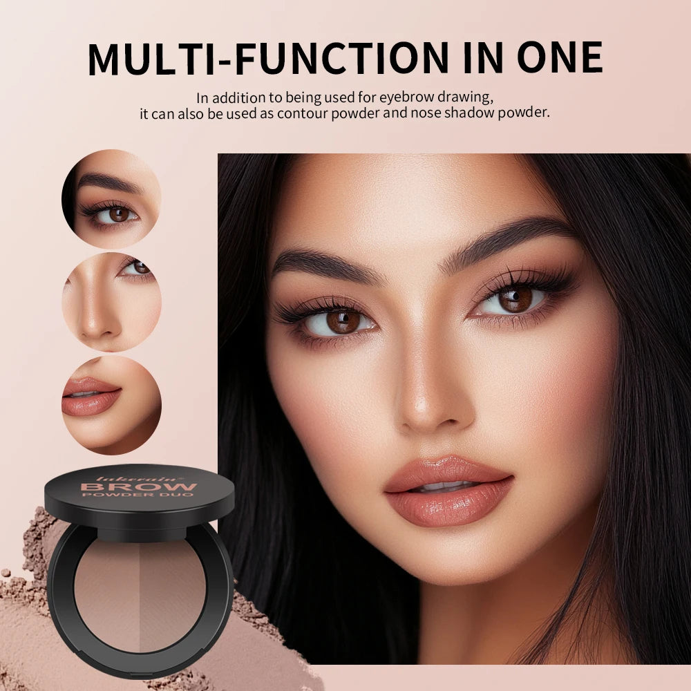 Brow Powder Duo Two-color Eyebrow Powder Design Long-Lasting Natural 3-Dimensional Eyebrow Shape Makeup Fine Powder Cosmetic Peaceful Pleasures Health and Wellness
