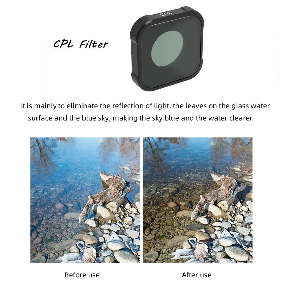 UV CPL ND8 ND16 ND32 Filter Kit for GoPro Hero 9 10 11 12