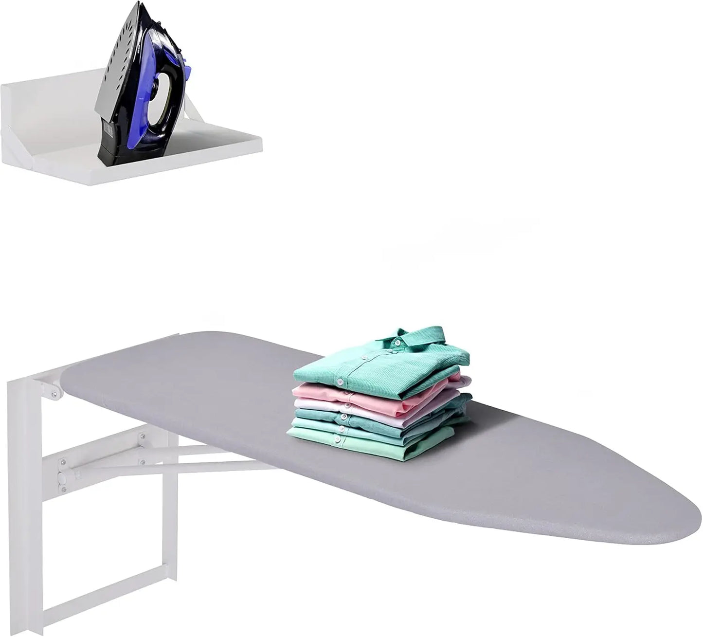 Foldable Wall-Mounted Ironing Board with Storage Shelf – 36.2" x 12.2" Ironing Board Peaceful Pleasures Health and Wellness United States
