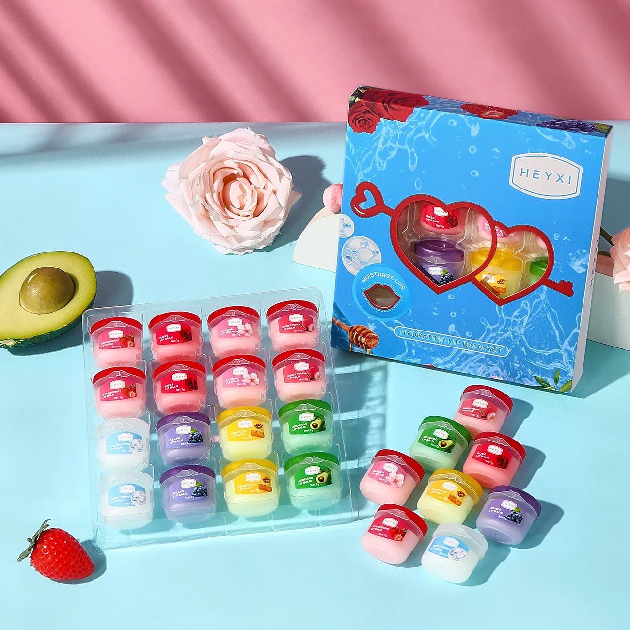 16-Piece Fruit Lip Balm Set | Moisturizing Lip Plumper & Skin Care