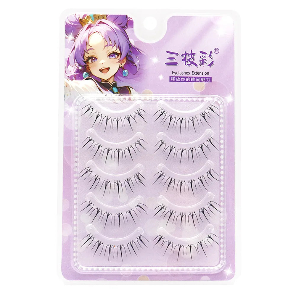 Korean U-Shape False Eyelashes – Natural Wispy 5 Pairs
