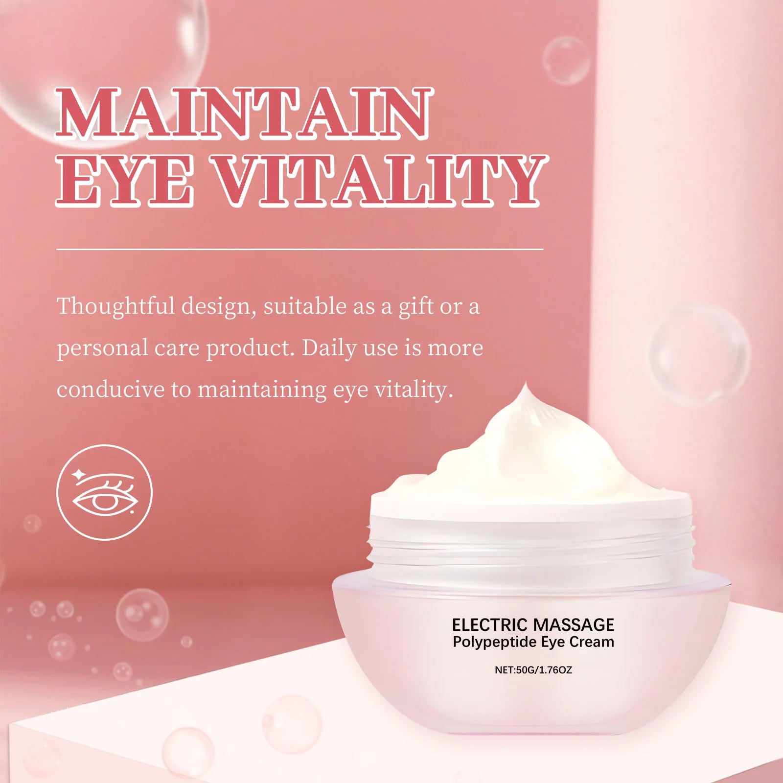 Polypeptide Eye Cream Electric Massage Eye Cream Lightening Dark Circles Puffiness Remove Eye Bags Brighten Eye Skin Care 50g Peaceful Pleasures Health and Wellness
