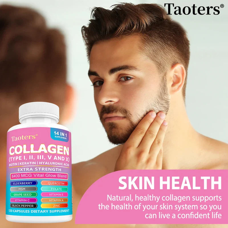 Multi Collagen Peptides Capsules – Biotin, Keratin & Hyaluronic Acid
