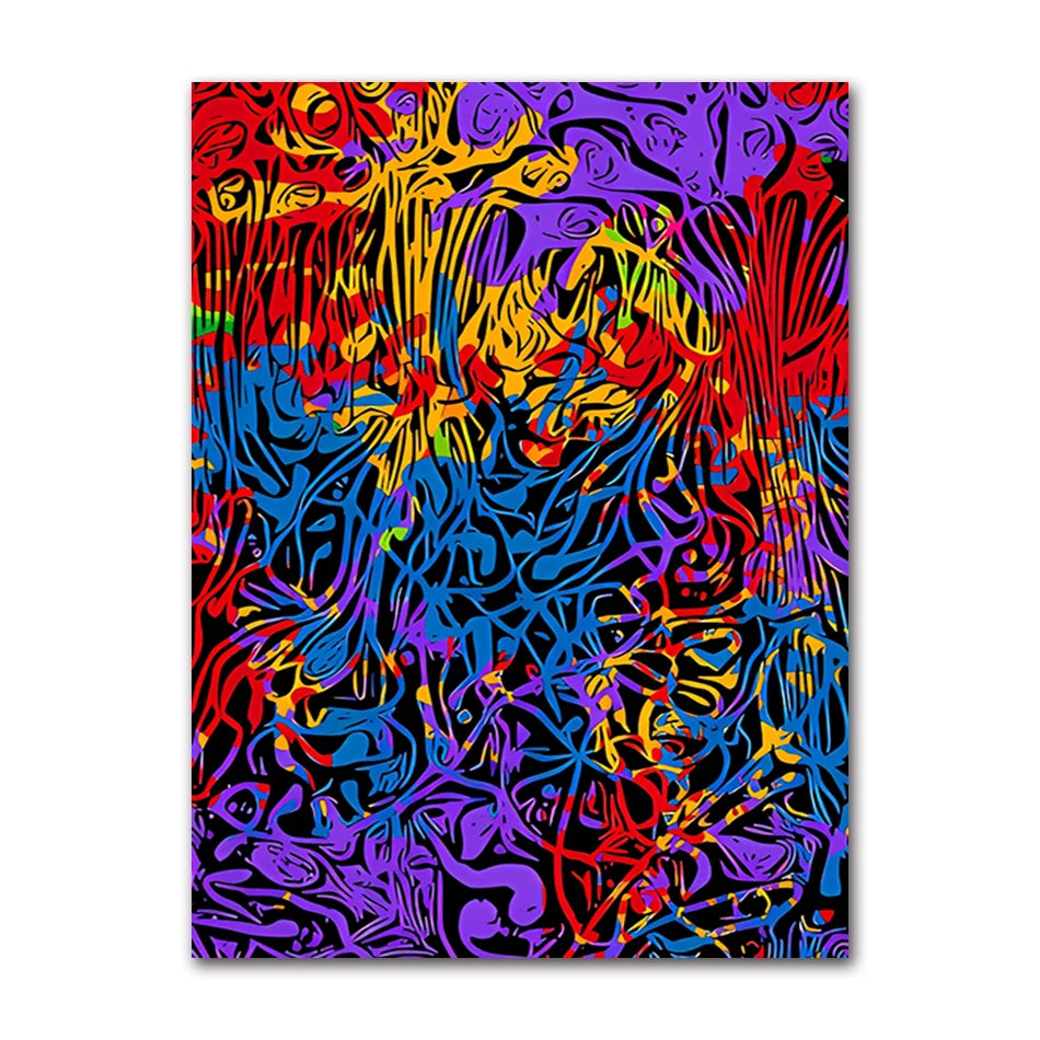 Classic Abstract Art Poster, Colorful Line Image Printing Canvas Art Painting, Used for Home Room Decoration Poster, Frameless Peaceful Pleasures Health and Wellness
