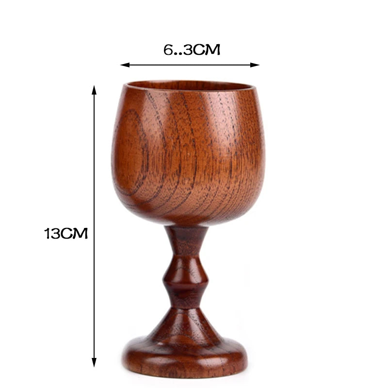 Handmade Natural Spruce wood Goblet Cup Environmental Classical Wine Glass Round Red Wine Teapcup Solid Wooden Goblets Drinkware Peaceful Pleasures Health and Wellness