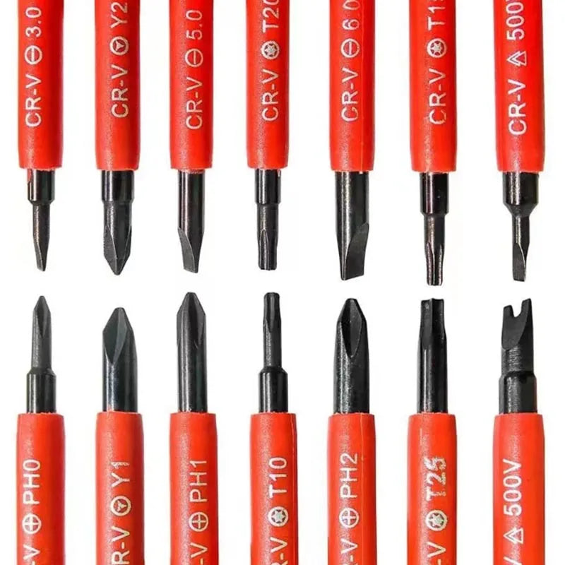 Electrician Repair Tools Kit 15pcs 1000V Changeable Insulated Screwdrivers Set with Magnetic Slotted Phillips Pozidriv Torx Bits Peaceful Pleasures Health and Wellness