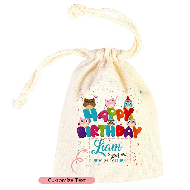 5-Pack Personalized Birthday Drawstring Gift Bags | Custom Favors Party Favor Bags Peaceful Pleasures Health and Wellness custom 13x18cm 5pcs