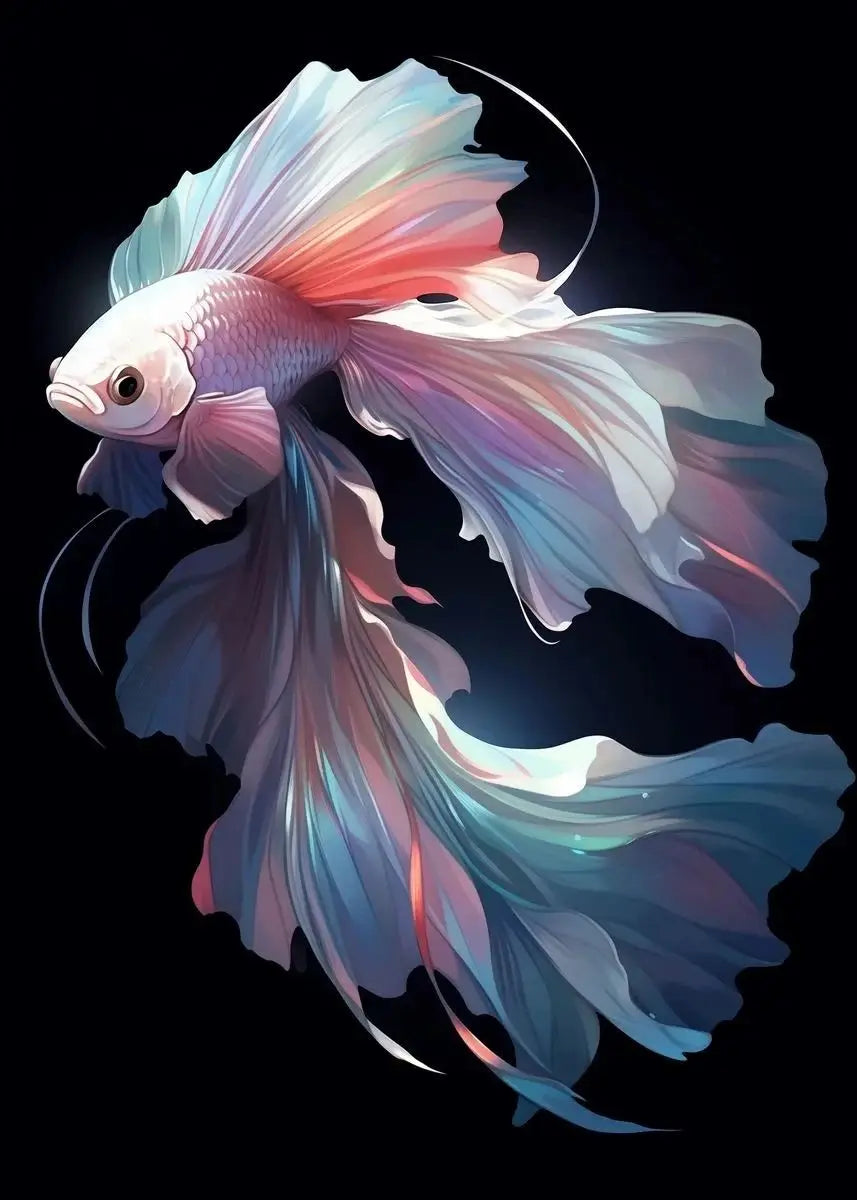 Tropical Fish Canvas Wall Art | Betta Goldfish Rainbow Fish Print