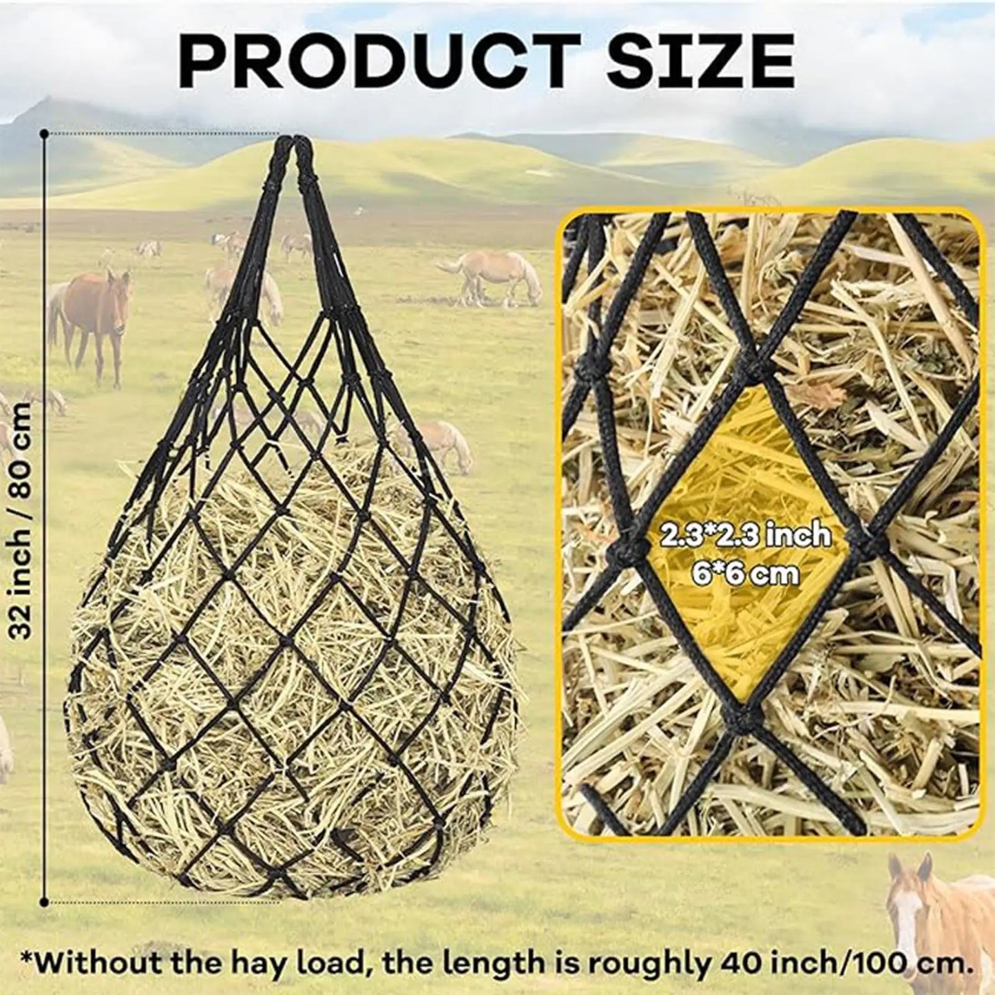 Horse Hay Nets 3-Pack | Bite-Proof Slow Feed Mesh for Livestock Livestock Hay Feeder Net Peaceful Pleasures Health and Wellness