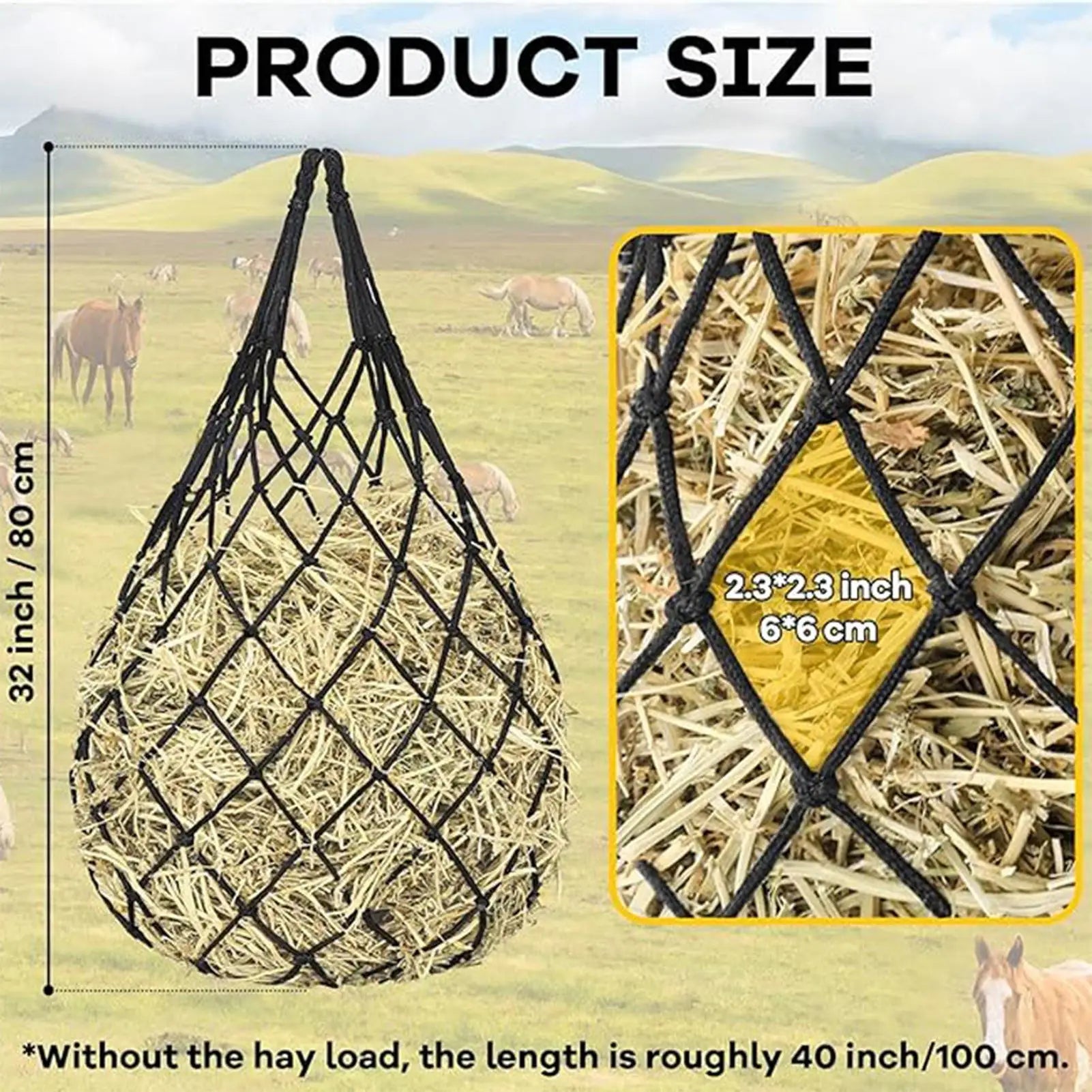 Horse Hay Nets 3-Pack | Bite-Proof Slow Feed Mesh for Livestock Livestock Hay Feeder Net Peaceful Pleasures Health and Wellness