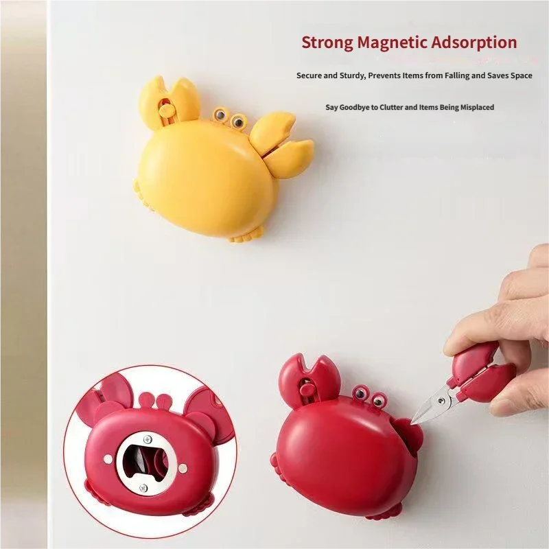 Crab Magnetic Bottle Opener 4-in-1 Kitchen Tool Set Beer Opener, Mini Scissors, Box Cutter, Fridge Magnet, Cute Cartoon Gadget Peaceful Pleasures Health and Wellness