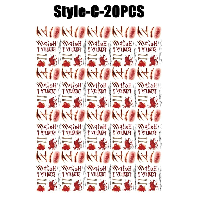 Halloween Horror Temporary Tattoos – Bloody Scar & Wound Stickers