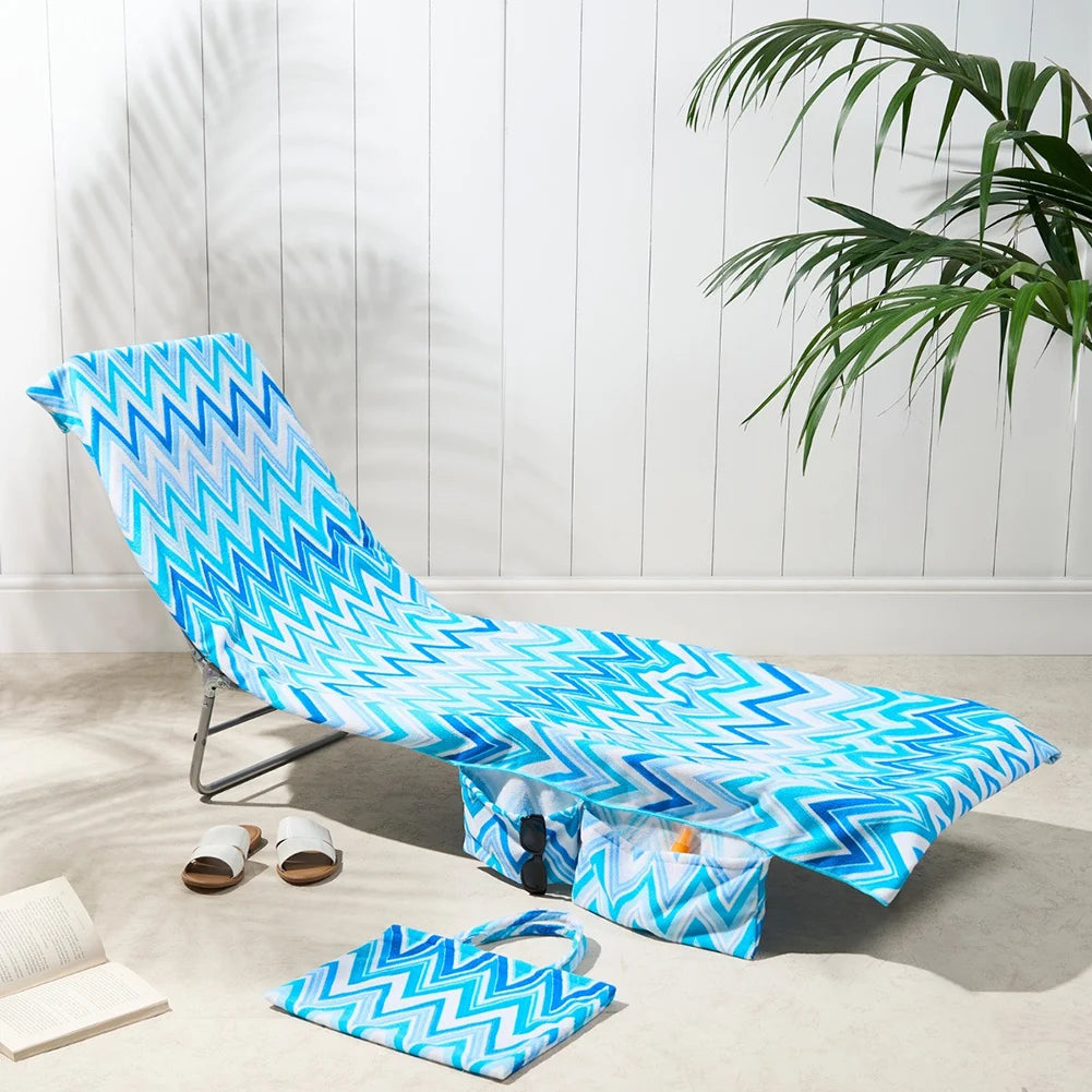 Lounge Chair Towel Cover,2-In-1 Beach Chair Cover Handbag,Super Absorbent And Soft Foldable Beach Chair Cover,for Beach/Hotels Peaceful Pleasures Health and Wellness