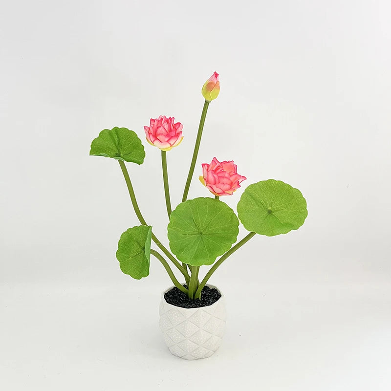 Mini Artificial Lotus Potted Plant | Home Decor & Photo Prop