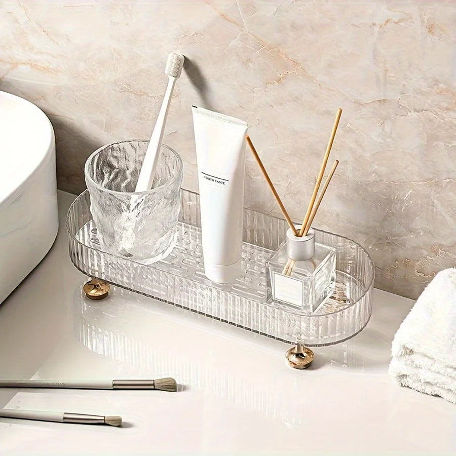 Acrylic Bathroom Vanity Tray – Makeup & Skincare Organizer for Dresser & Countertop