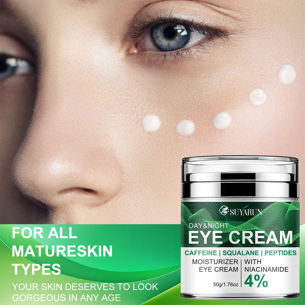 SUYARUN Anti-Aging Eye Cream Caffeine & Peptide Hydration Dark Circles Puffiness Wrinkle Treatment Mature Skin Care. Peaceful Pleasures Health and Wellness