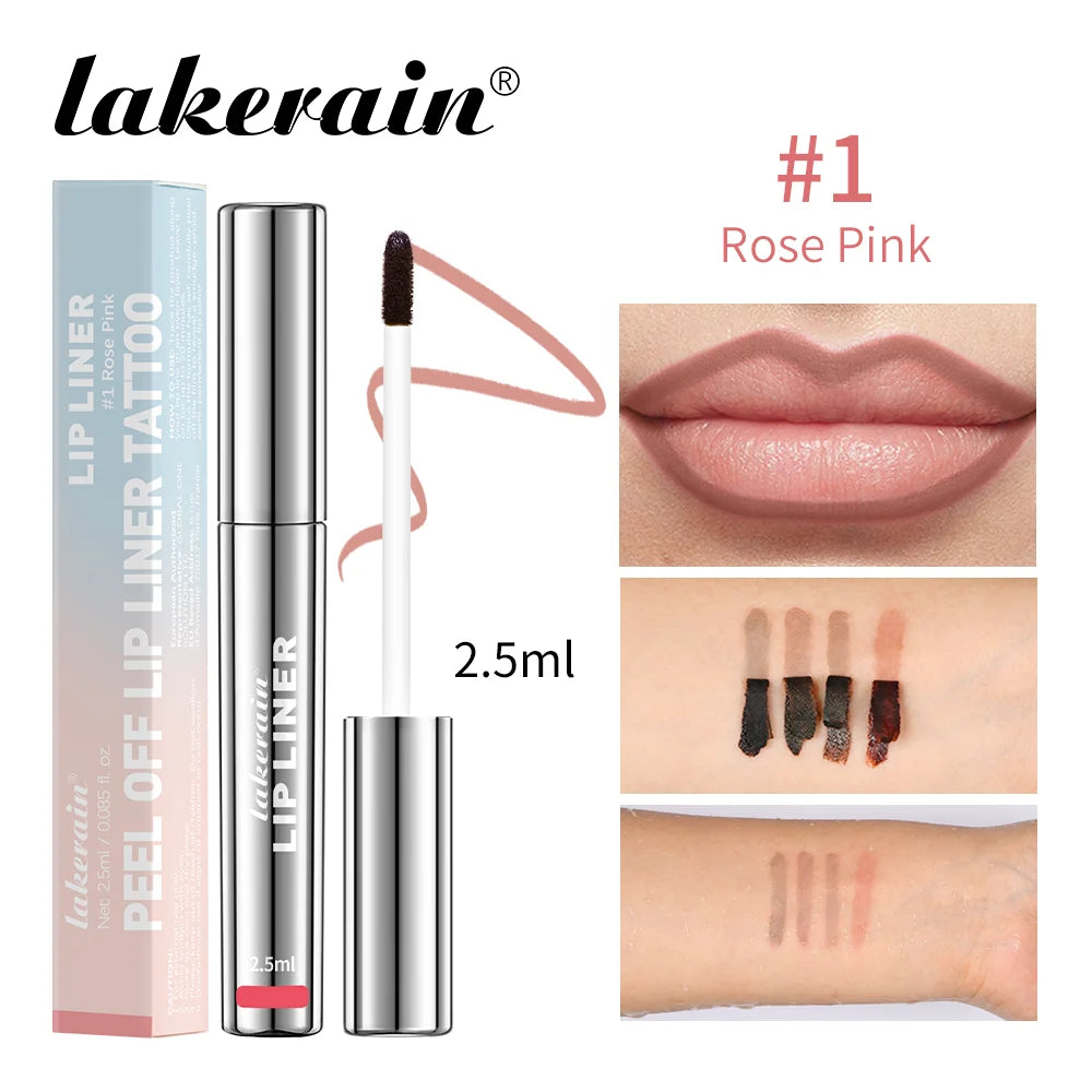 4colors Highly Pigmented Lip Liner Tattoo Matte Peel Off Enhance Lip Liner Lasting Lip Stain Waterproof Transfer-proof Lipstick Peaceful Pleasures Health and Wellness 01 Rose Pink
