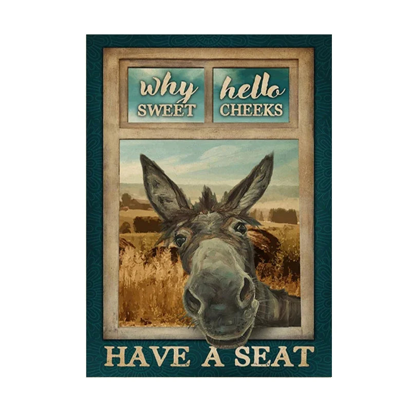 Funny Black Cat Coffee Canvas Wall Art | Retro Cat Poster