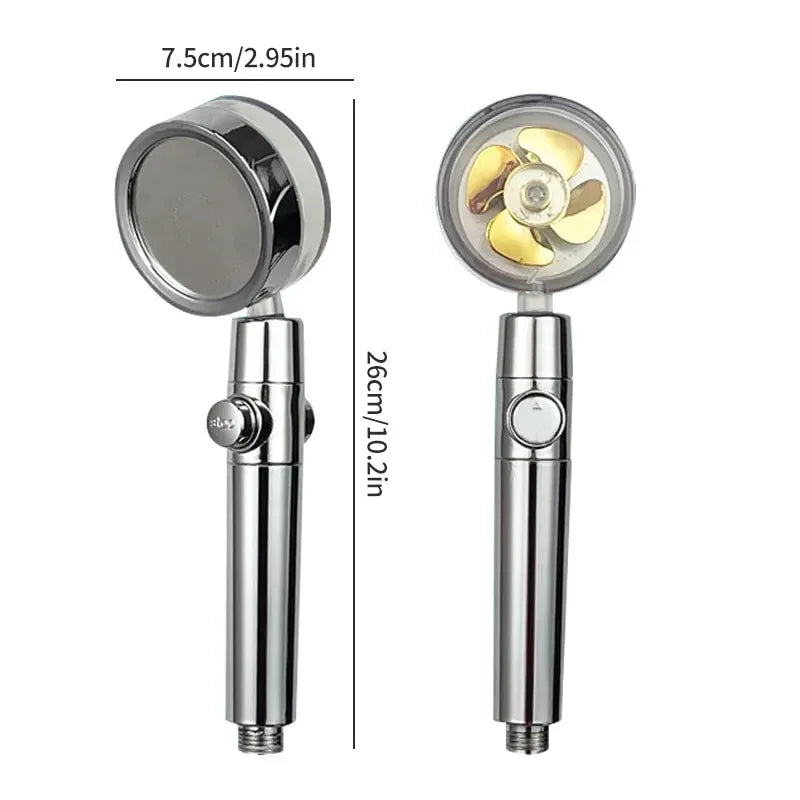 360° Twin Turbo Handheld Shower Head – High Pressure Water Saving