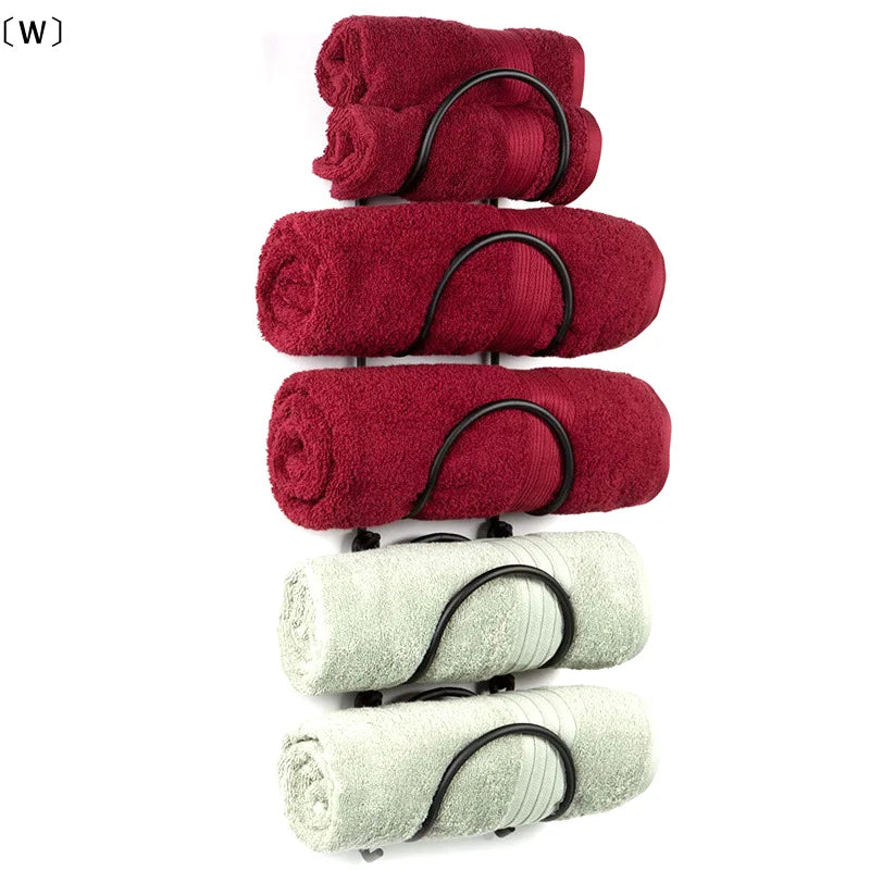 Wrought Iron Wall Towel Rack – Curved Bathroom Organizer