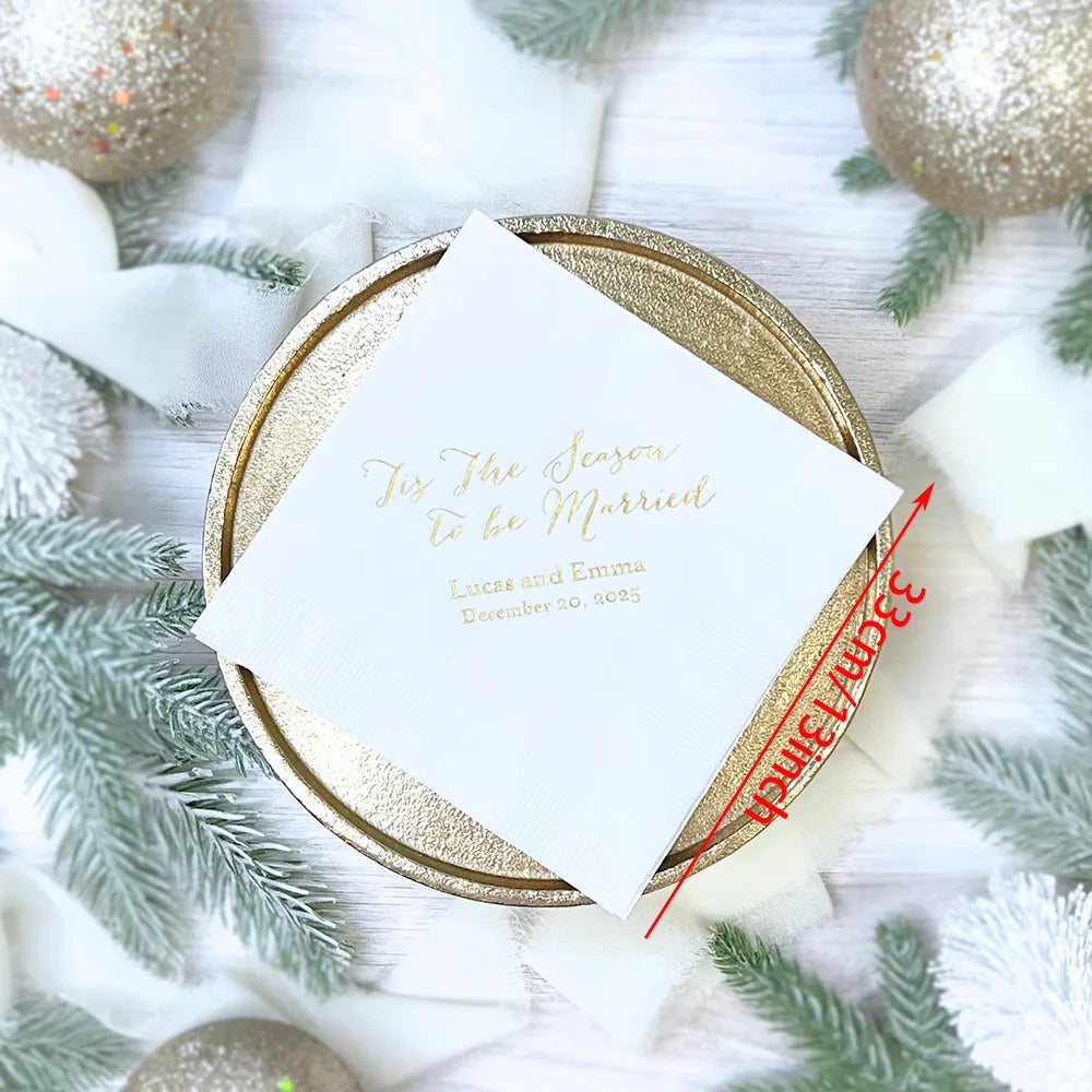 20Pcs Custom Christmas Wedding Napkins | Tis The Season Wedding Party Napkins Peaceful Pleasures Health and Wellness