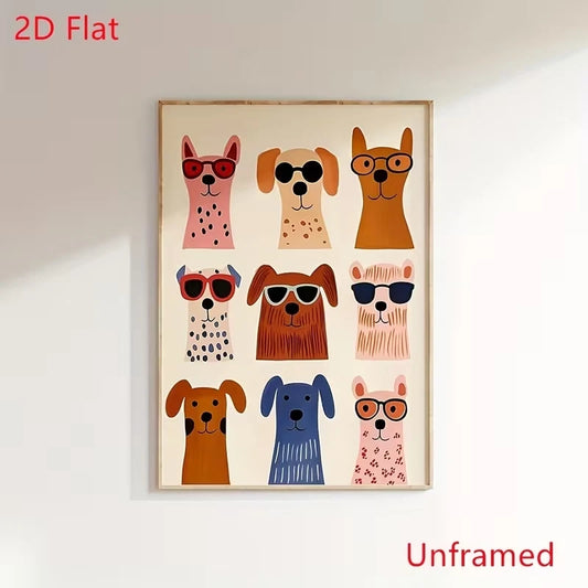 Modern Cartoon Stylish Dog Wall Art Print Canvas Painting Poster Picture For Living Room,Bedroom Home Decor Peaceful Pleasures Health and Wellness G4888 21x30cm Black Framed