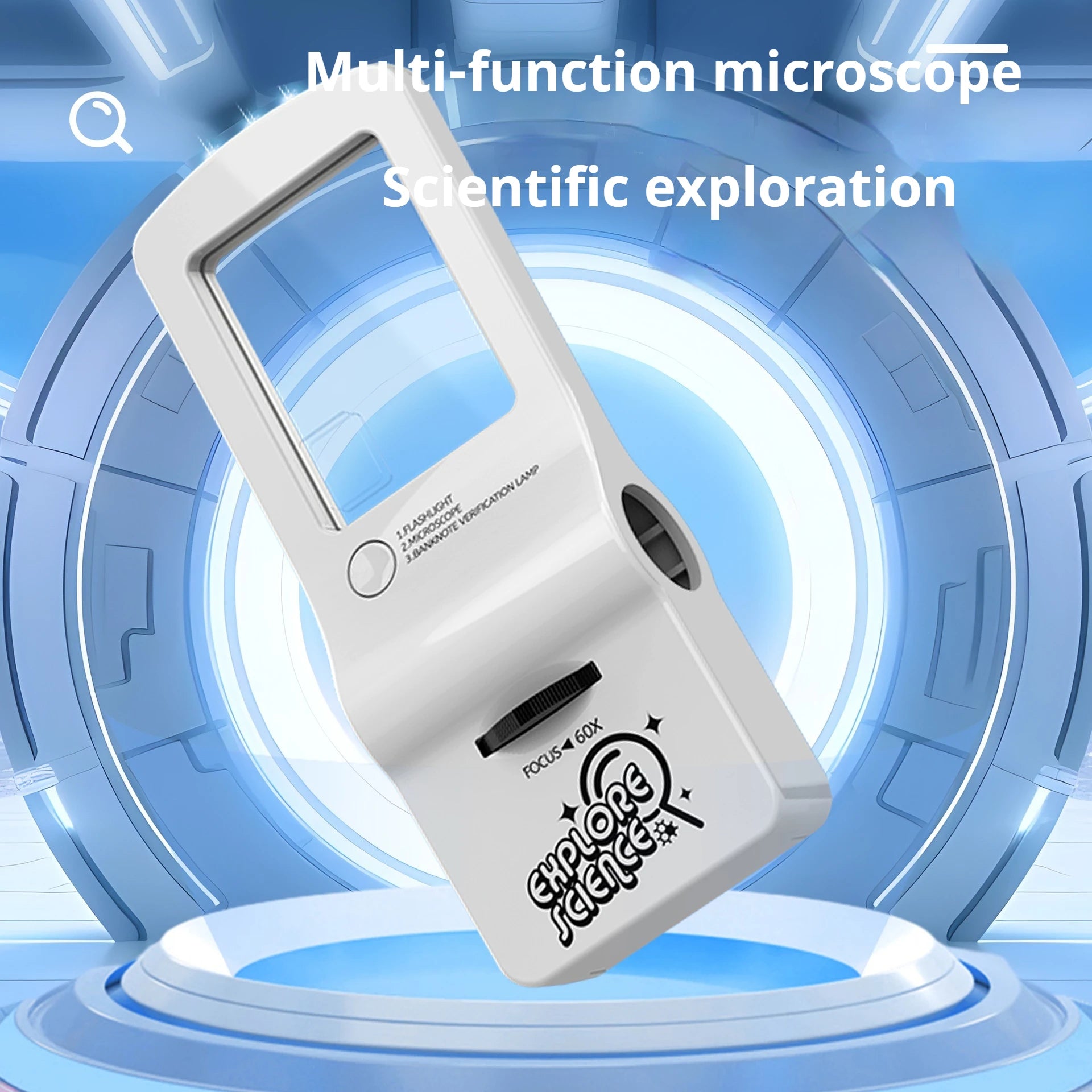Multifunctional Microscope 4-In-1 Mini Portable Flashlight Magnifying Glass Puzzle Educational Creative Toy Peaceful Pleasures Health and Wellness
