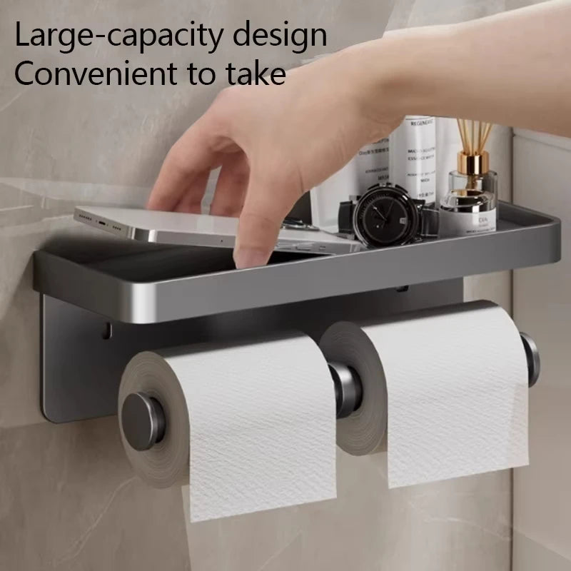 No-Drill Wall-Mounted Aluminum Toilet Paper Holder