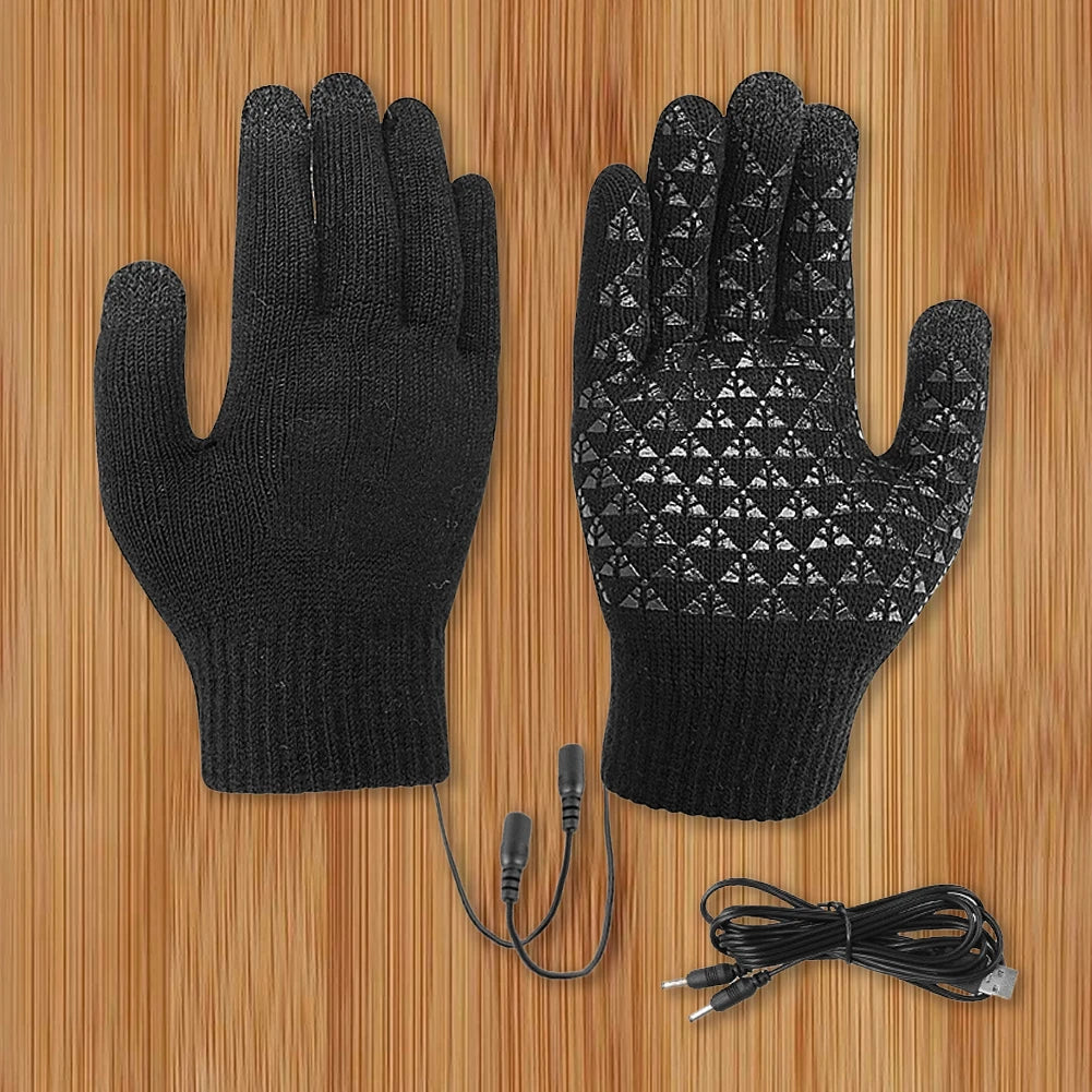 USB Heated Knitted Gloves | Touchscreen Non-Slip Winter Mitts