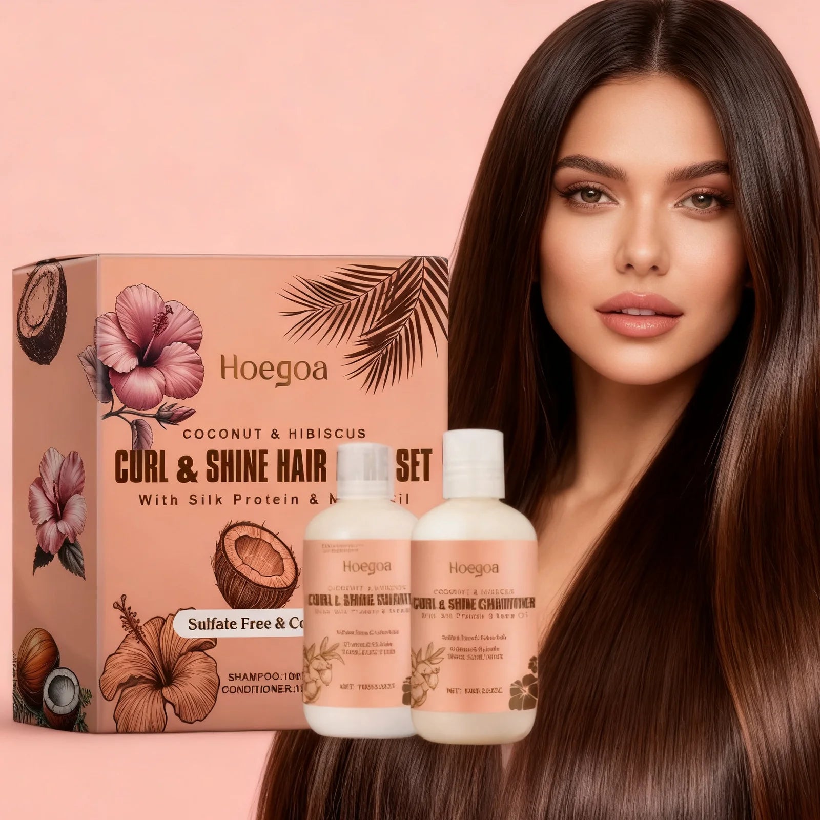 Coconut Shampoo and Conditioner Set - Hydrating Hair Care for Curly Hair | Oil Control Frizz Removal Scalp Cleansing Smoothing Peaceful Pleasures Health and Wellness