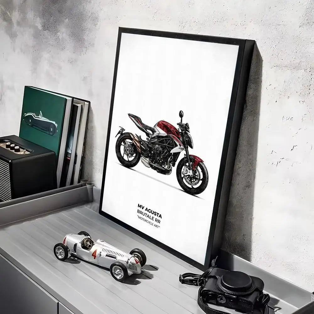 Cool Motorcycle A_AgustaS Design HD Linen Canvas Poster Wall Art Prints for Living Room Bedroom Office Home Decoration Gift Peaceful Pleasures Health and Wellness Black11 50x70cm