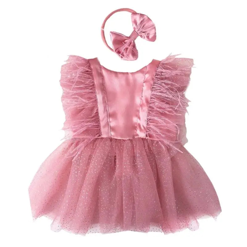 Newborn Lace Romper Dress & Hairband Set | Baby Photo Props