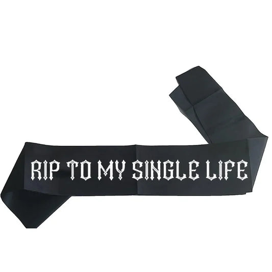 Gothic Bachelorette Sash – RIP to My Single Life | Goth Bride Bachelorette Party Sash Peaceful Pleasures Health and Wellness sash